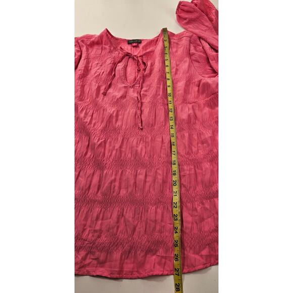 Vince camuto sz 1X barbie pink bubble top blouse long sleeve EUC casual career - Picture 7 of 7